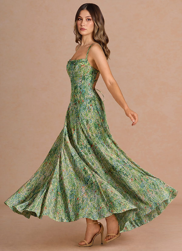 Annora Green Floral Maxi Dress image1