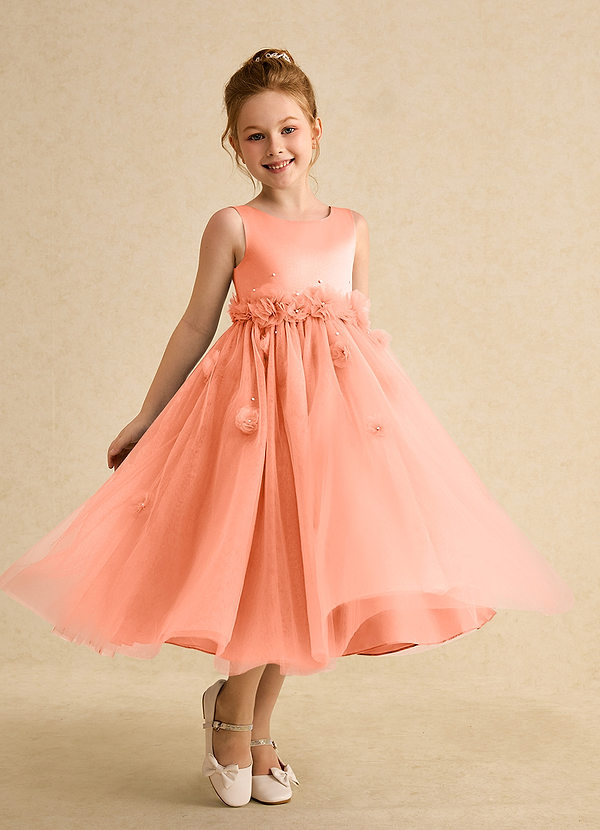 Azazie Lux Flower Girl Dresses Sunset A-Line Beaded Tulle Dress image1