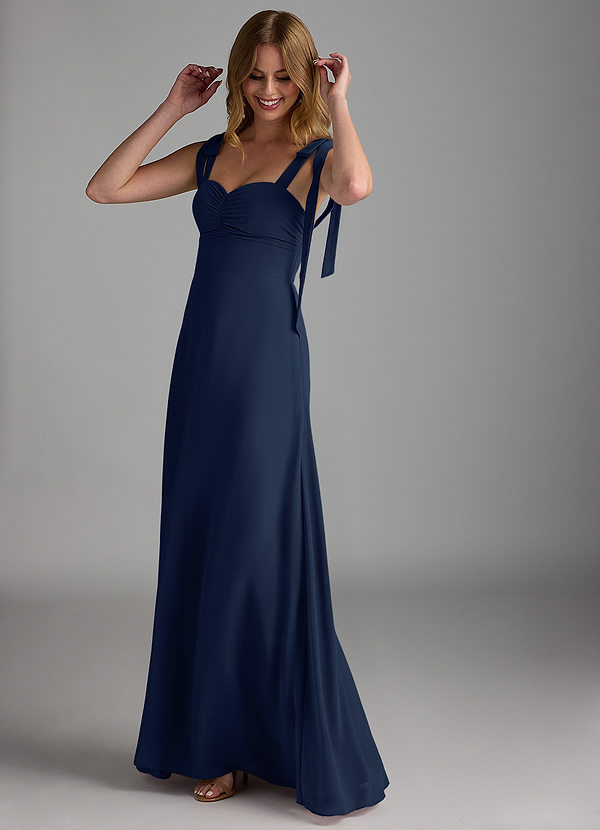 Azazie Lizet Bridesmaid Dresses Dark Navy A-Line Sweetheart Neckline Chiffon Dress image1