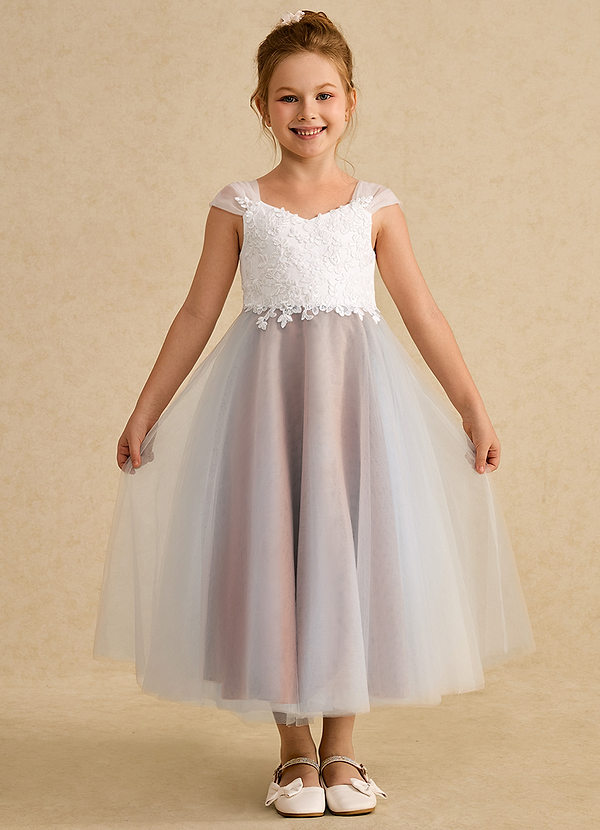 Azazie Momo Blumenkinder Kleider A-Linie Spitze Kleid Elfenbein Zimt image1