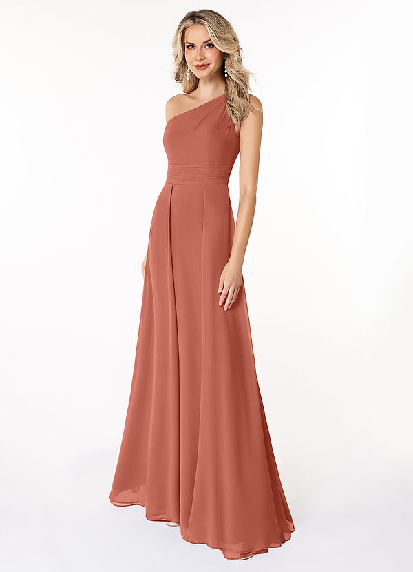 Azazie Dallas Bridesmaid Dresses Clay A-Line One Shoulder Chiffon Dress image1