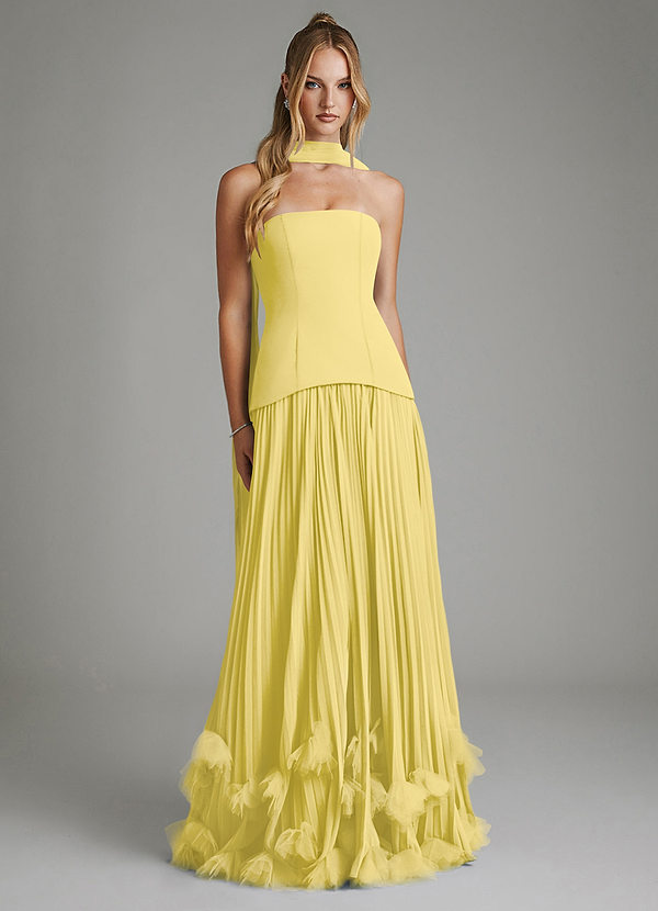 Azazie Alex Bridesmaid Dresses Canary A-Line Corset Chiffon Dress image1