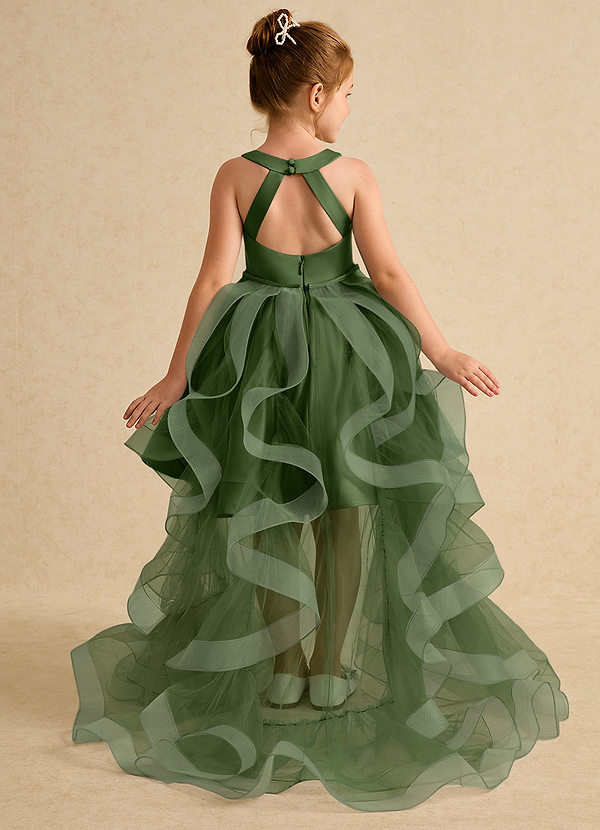 Azazie Julietta Flower Girl Dresses Olive Ball-Gown Convertible Tulle Dress image1