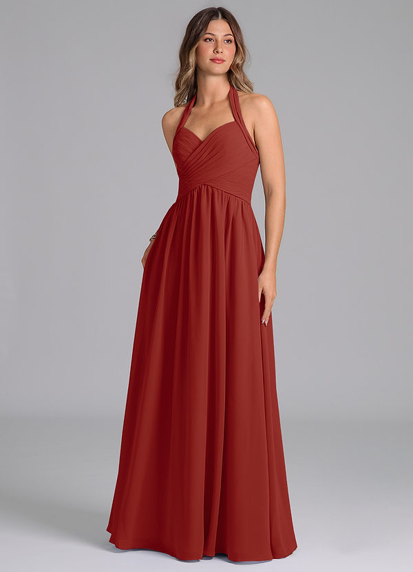 Azazie Darlyn Brudtärneklänningar Klänning av A-Linje i Chiffong Sweetheart halsringning Terrakotta image1