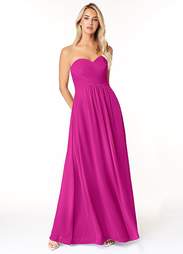 Azazie Yazmin Vestidos Dama de Honor Vestido de Fucsia de Gasa de Corte en A Convertible con Escote de Corazón image1