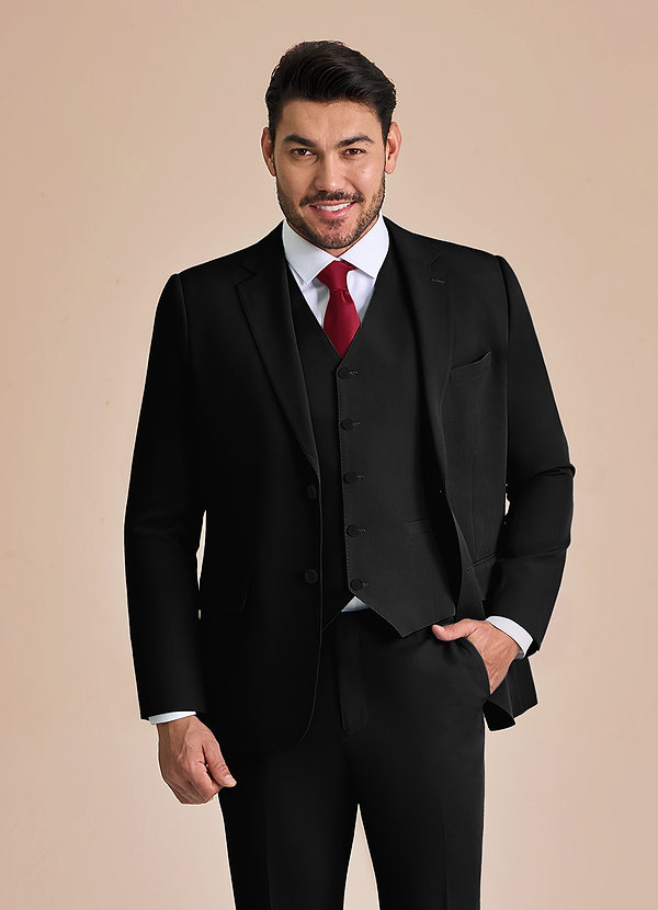 front James Black Structured Stretch Suit Jacket