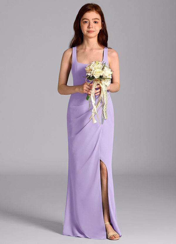 Azazie Mero Junior Lilac Mermaid Pleated Chiffon Dress image1
