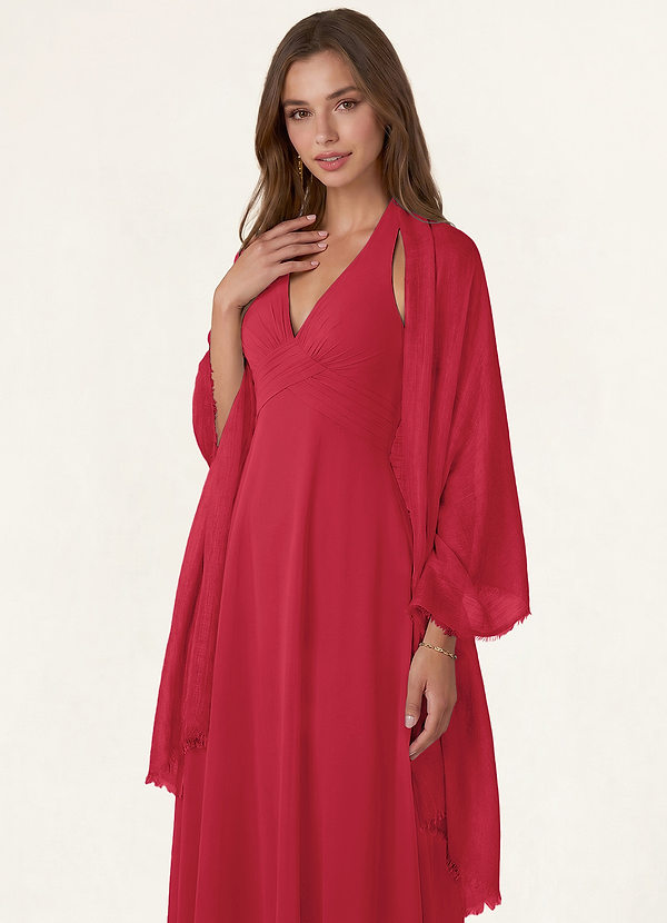 front Azazie Soft Wool Blend Textured Frayed Edge Shawl