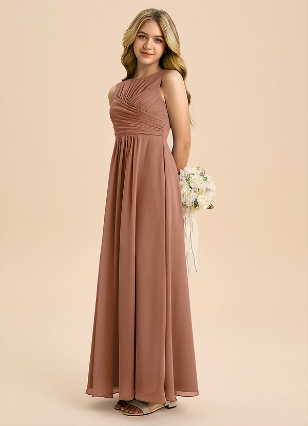 Azazie Skyla Junior Bronzer A-Line Pleated Chiffon Dress image1