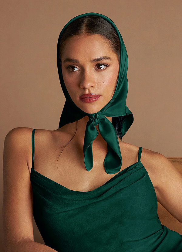 front Matching Color Stretch Satin Scarf