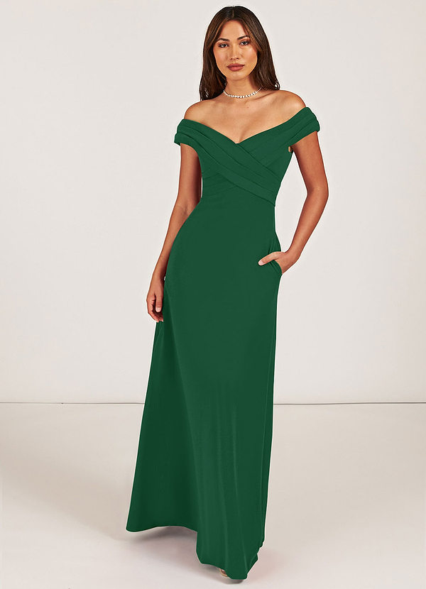 Dark Green Azazie Evita Bridesmaid Dresses | Azazie