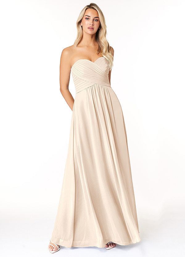 Azazie Yazmin Bridesmaid Dresses White Alabaster A-Line Sweetheart Neckline Chiffon Convertible Dress image1