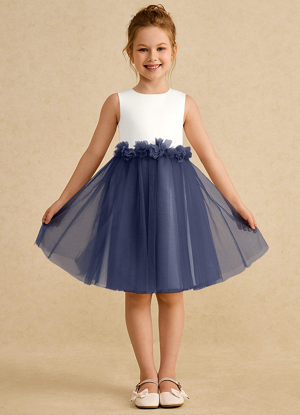 Azazie Louisa Flower Girl Dresses Ivory Stormy A-Line Sleeveless Tulle Dress image1