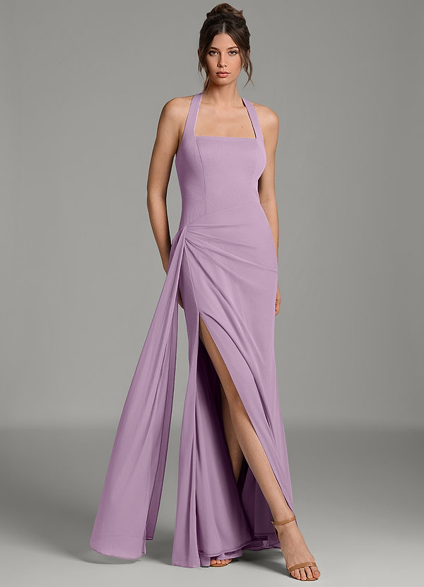 Ezra Vestidos de dama de honor Vestido Glicinia de Malla de Corte Sirena con Plisado image1