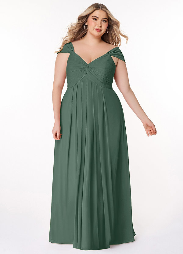 Azazie Kaitlynn Bridesmaid Dresses Sea Moss Empire Ruched Chiffon Convertible Dress image1