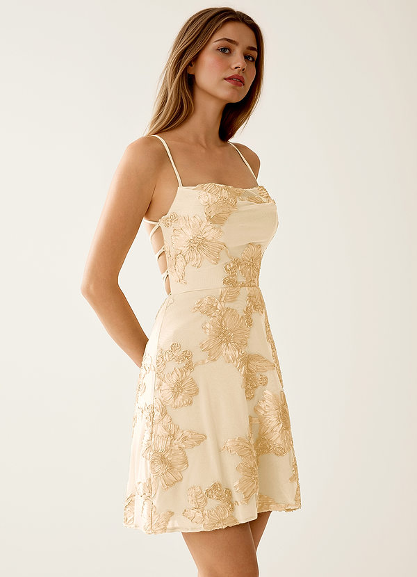 Lysandra Yellow Stretch 3D Flowers Corset Mini Dress image1
