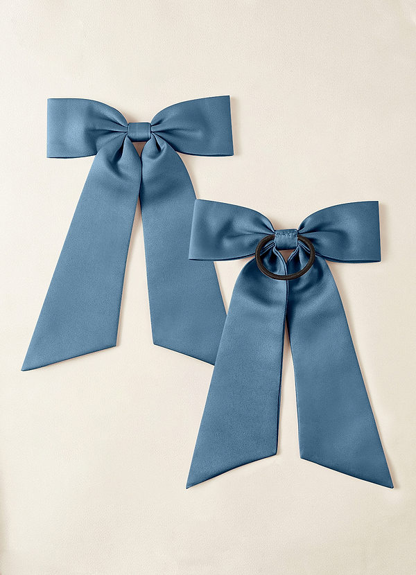 front Matching Color Matte Satin Bow Hair Tie Set