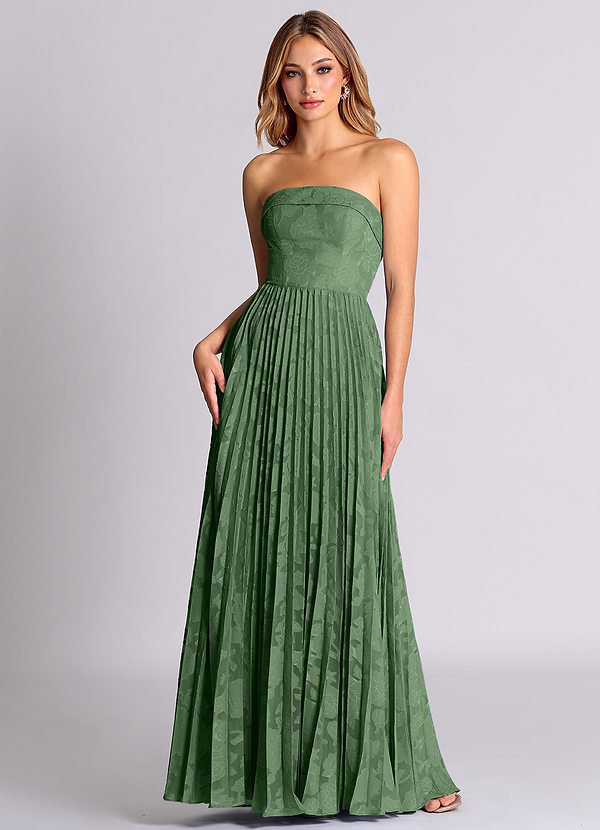 Azazie Mariana Bridesmaid Dresses Eucalyptus A-Line Strapless Floral Burnout Convertible Dress image1