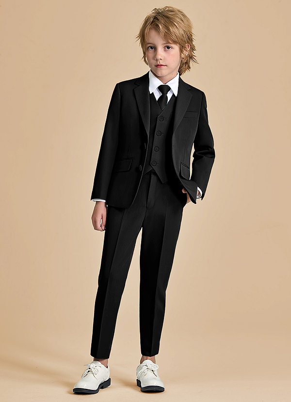 front Oliver Boys Black 5-Piece Suit