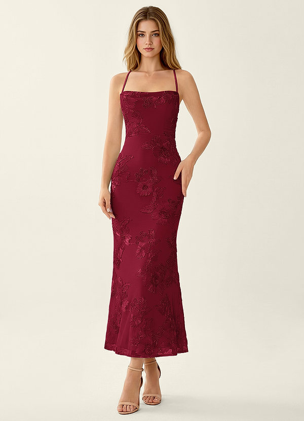 Octavenlly Burgundy Lace Mesh Wedding Guest image1