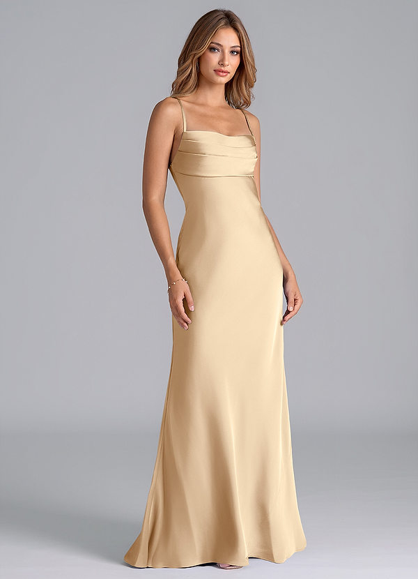 Azazie Seema Brudtärneklänningar Klä av Sjöjungfru i Stretch Satin Korsett Champagne image1