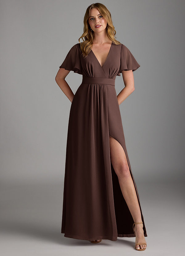 Azazie Zaniah Bruidsmeisjes Jurken Jurk van Chiffon met A-Lijn Ganache image1