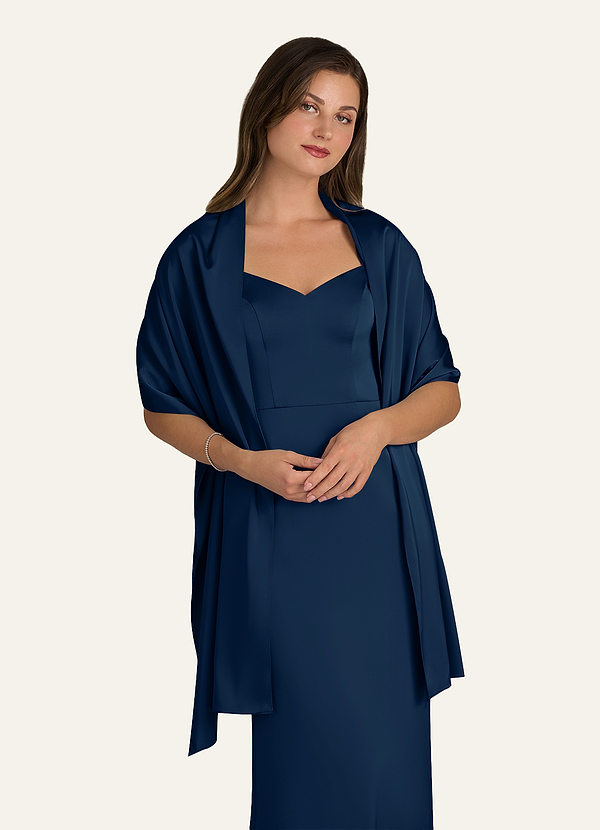 front Azazie Matching Color Ireland Stretch Satin Shawl