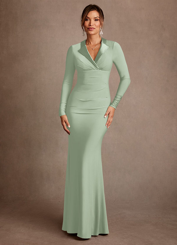 Azazie Syracuse Mother of the Brides Dresses Agave Sheath Pleated Luxe Knit Dress image1