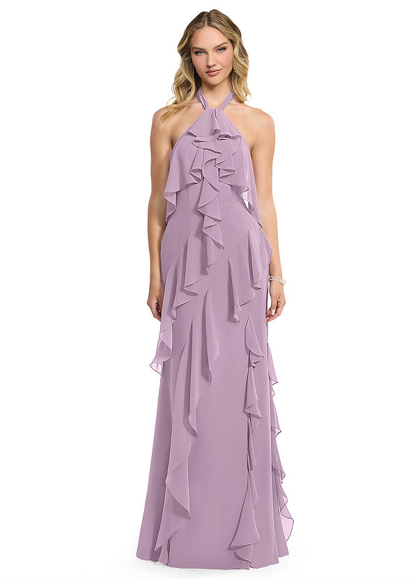 Azazie Velma Suknie dla druhen Linia A Rozcięcie z boku Szyfon Do ziemi Sukienka image1