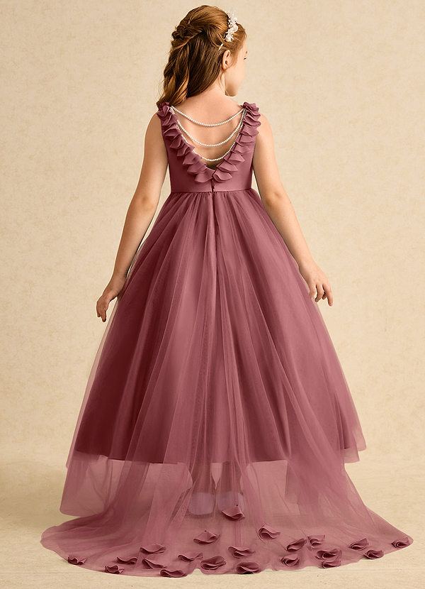 Azazie Lorita Robes de Fillette d'Honneur Robe Trapèze en Tulle Perlé Améthyste image1