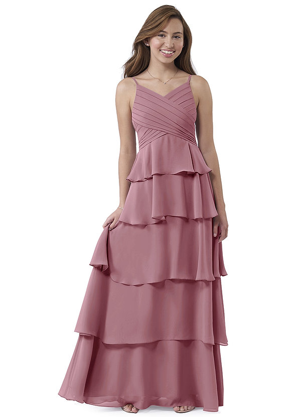 Maggie Un Hombro Gasa Largo Vestido De Dama De Honor Malva Vintage