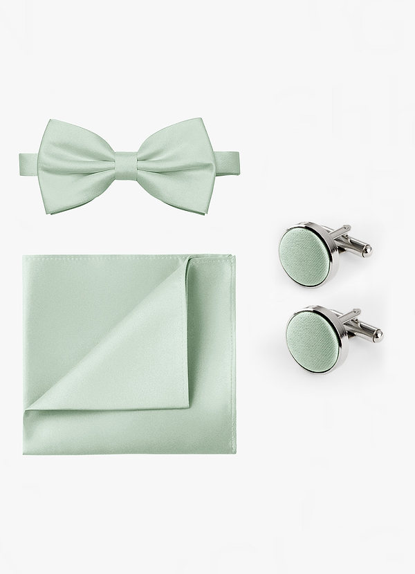 front Matching Bow Tie & Pocket Square & Cuff Links Set