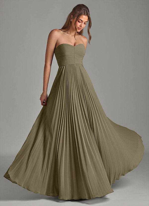 Azazie Chiana Abiti da Damigella Abito A-Line in Chiffon Senza Cinturino Willow Green image1