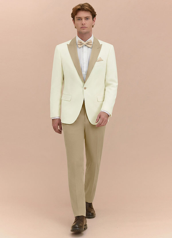 front Adrian Champagne Shawl Lapel Structured Stretch Tuxedo Suit