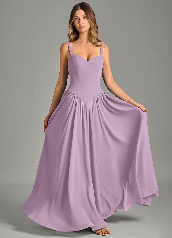 Azazie Evadina Suknie dla druhen Linia A Gorset Szyfon Do ziemi Sukienka image1