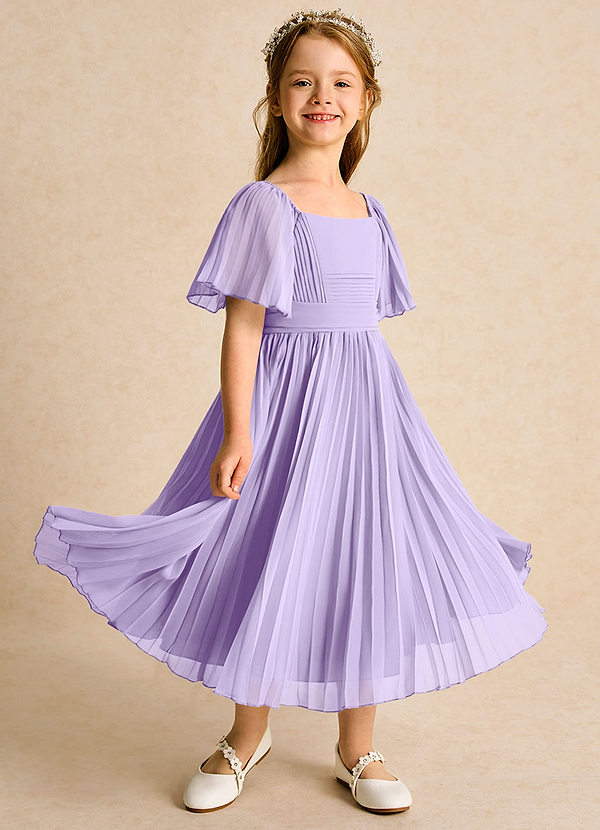 Azazie Gisele Abiti da Ragazza di Fiori Abito A-Line in Chiffon Plissettato Lilla image1
