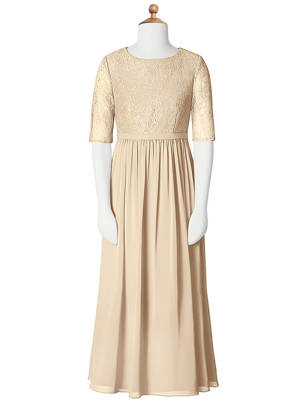Azazie Joliana A-Line Lace Chiffon Floor-Length Junior Bridesmaid Dress image1