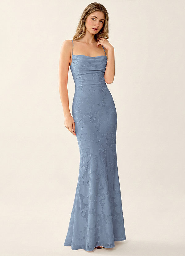 Natasha Powder Blue Jacquard Corset Mermaid Prom Dress image1