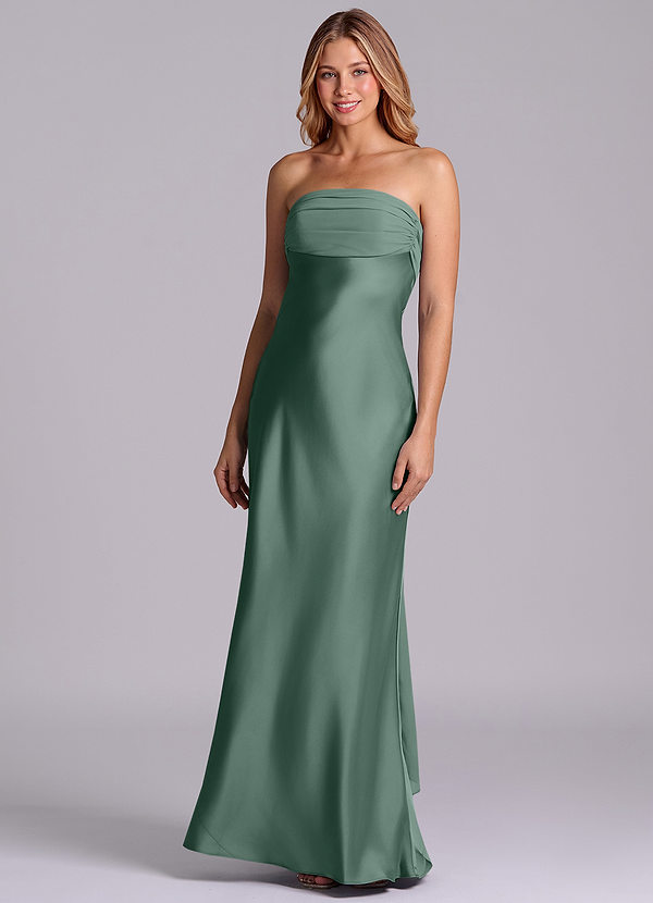 Azazie Ailanie Brudtärneklänningar Klä av Tubklänning i Stretch Satin Axelbandslös Eukalyptus image1