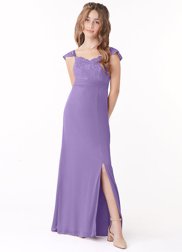 Azazie Jina A-Line Lace Floor-Length Dress image1