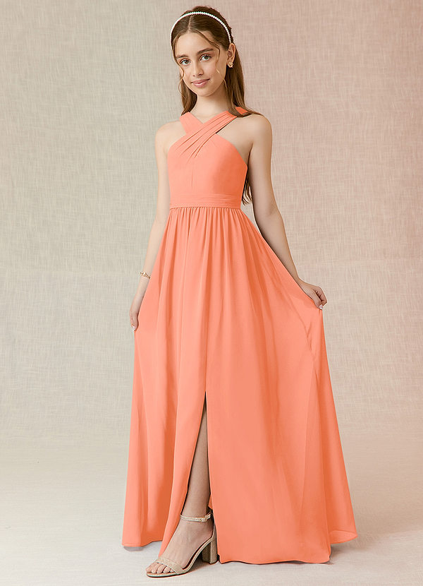 Azazie Jiya Junior Sunset A-Line Pleated Chiffon Dress image1