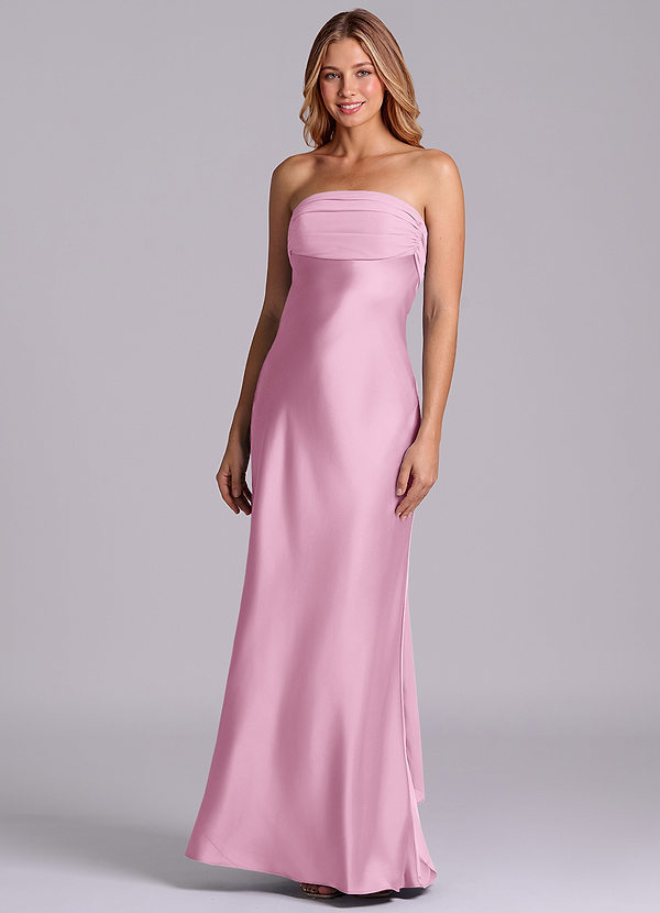 Azazie Ailanie Brudtärneklänningar Klä av Tubklänning i Stretch Satin Axelbandslös Godisrosa image1