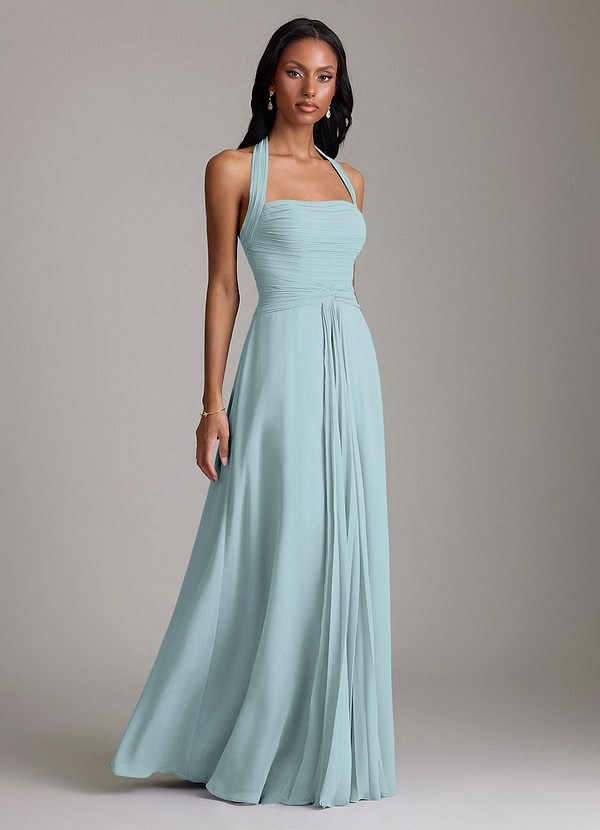 Azazie Clarisa Vestidos de dama de honor Vestido Neblina de Gasa de Línea A con Plisado image1
