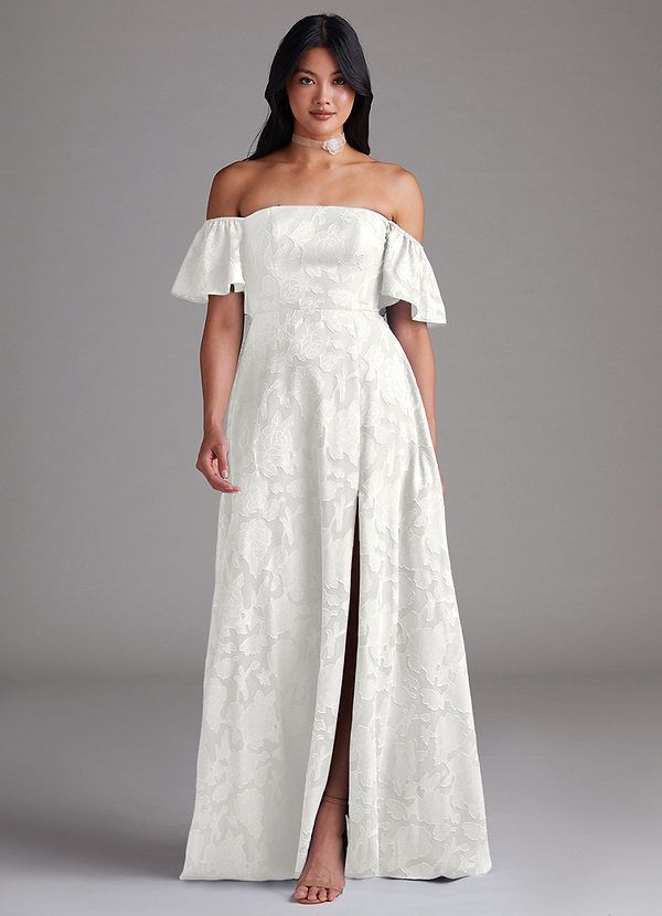 Azazie Sue Koszorúslányruhák Sorba áll Le a vállról Virágos kiégés Padlóhosszúság Ruha image1