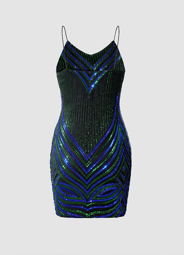 back huxley Esmeralda Oscura Mini vestido de lentejuelas