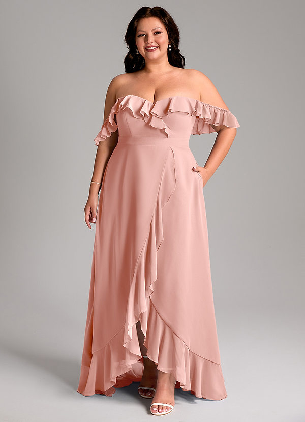 Azazie Lyra Bridesmaid Dresses Rosette A-Line Chiffon Convertible Dress image1