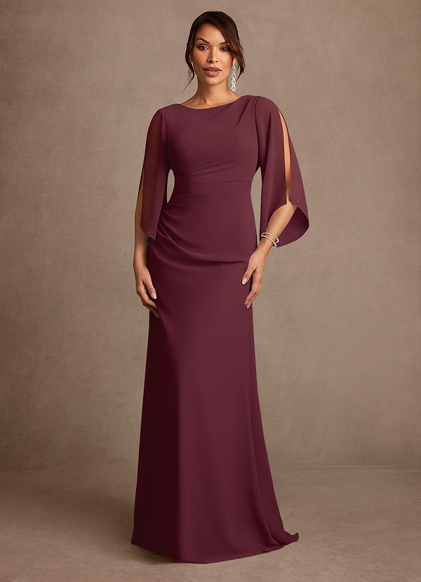 Azazie Anaheim Mother of the Brides Dresses Cabernet A-Line Pleated Chiffon Dress image1