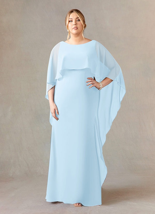 Cicinia Sky Blue Mother Of The Bride Dress Plus Size Long Lace Chiffon Ankle Length Flutter Sleeves