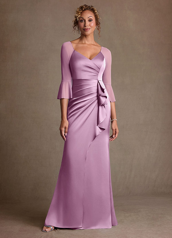 Azazie Nampa Vestidos de Madre de la Novia Vestido de Glicinia de Malla de Corte Recto con Plisado image1