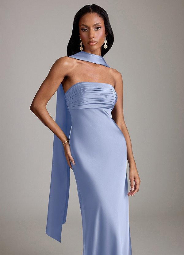 Azazie Saylor Bruidsmeisjes Jurken Jurk van Stretch Satijn met Zeemeermin Strapless Ijs image1